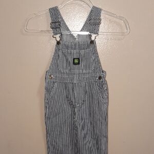 John Deere Green and Black Logo Patch on Striped Fabric